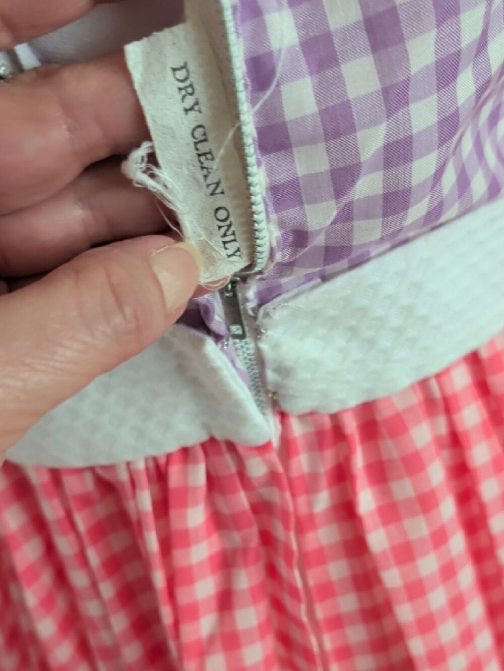 Vintage Pink Gingham Maxi Dress with White Collar - Picture 9 of 9